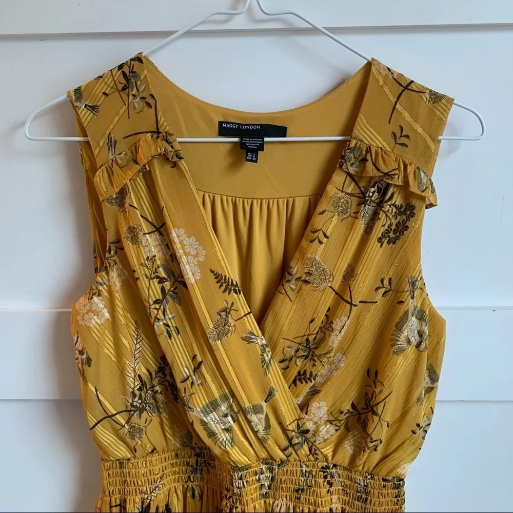 MAGGY LONDON | EUC Golden Yellow Boho Midi Dress 2